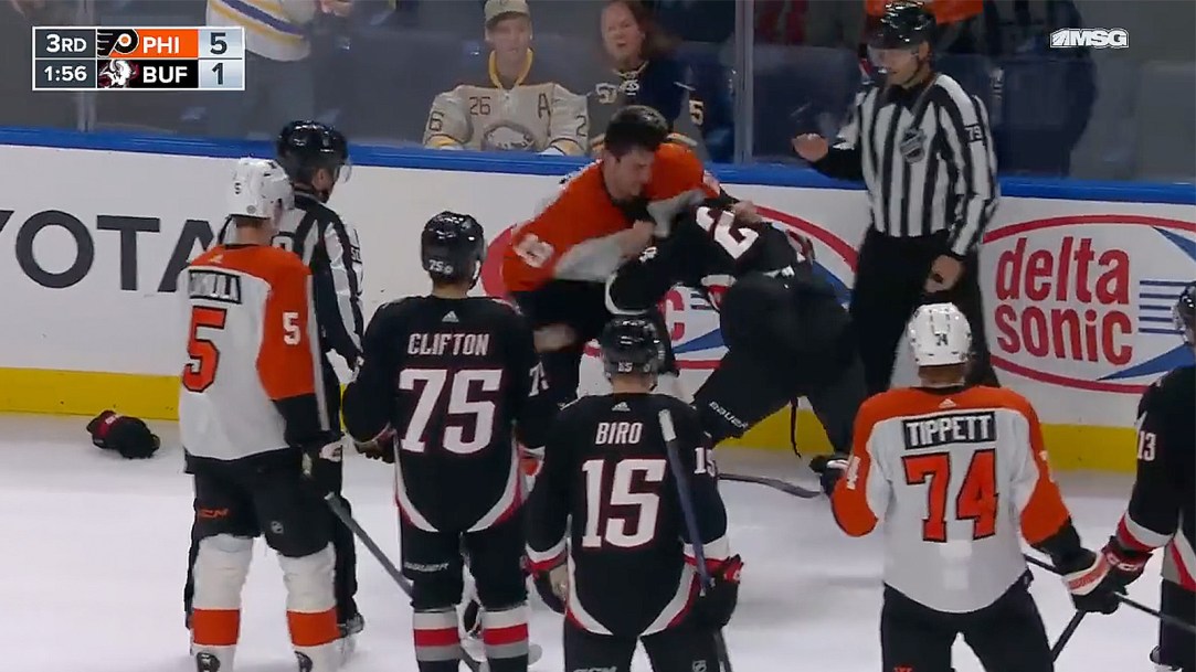 Dylan Cozens Grant Hathaway Hockey Fight