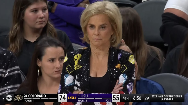 kim mulkey glaring on sideline lsu colorado game memes