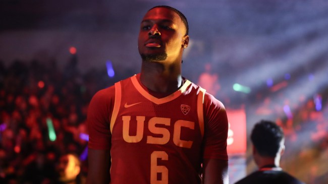 Bronny James at the USC Trojans HoopLA Tip-Off Event.