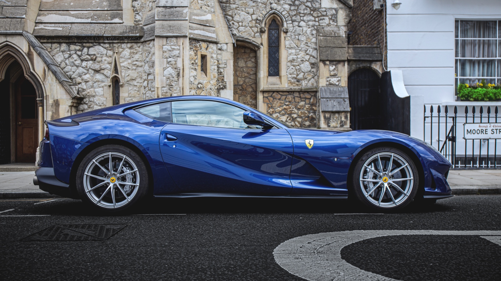 Blue Ferrari 812 Superfast like the one owned by Michael B. Jordan