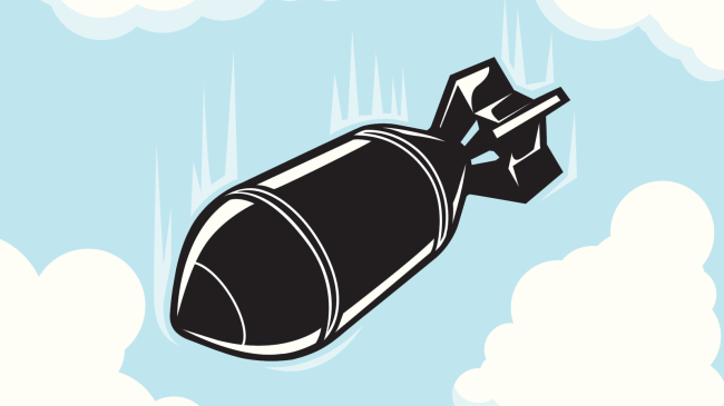 bomb dropping from sky illustration