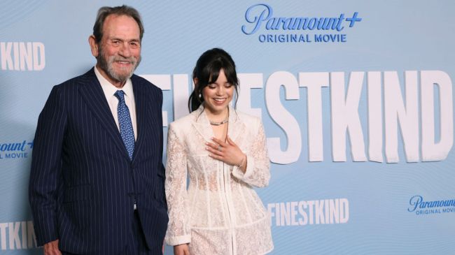 tommy lee jones and jenna ortega at the premiere of finestkind