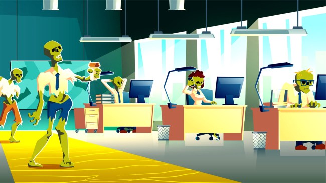 Office zombies at work cartoon