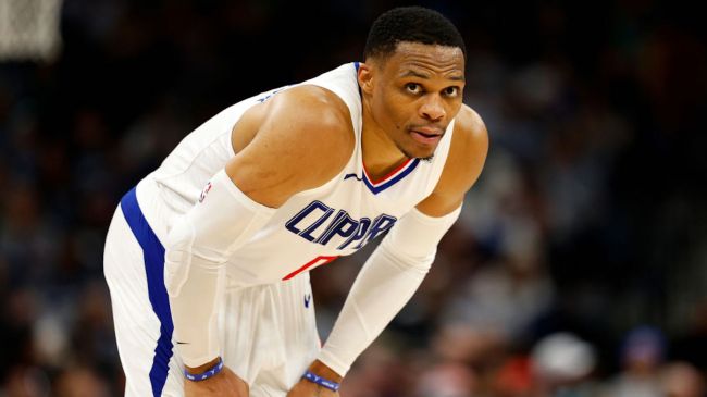 russell westbrook in a white clippers jersey