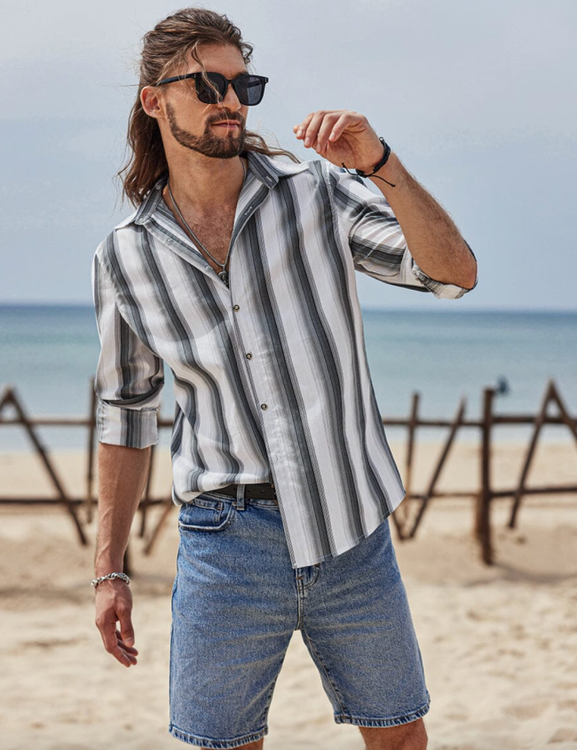 Coofandy Striped Pattern Shirt