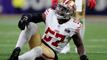 Star 49ers Linebacker Dre Greenlaw Suffers Freak Injury Running Onto Field In Super Bowl LVIIII