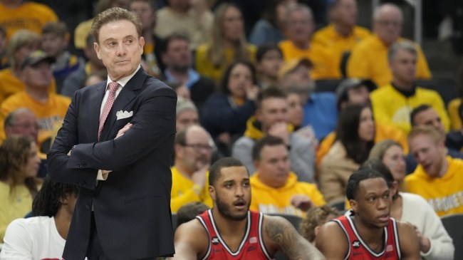 Rick Pitino on the sidelines during a St. John's basketball game.