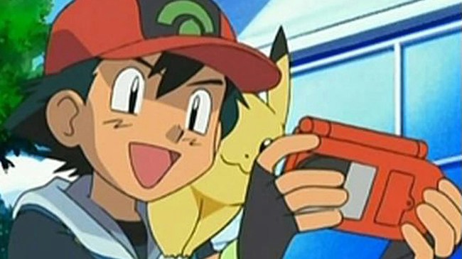 Ask Ketchum holding Pokédex
