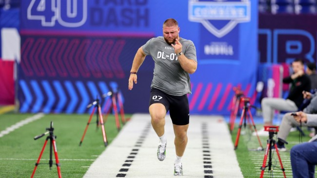 FSU DT Braden Fiske runs the 40-yard dash at the NFL Combine.