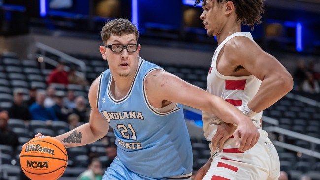 Indiana State's Robbie Avila tries to get by a defender.