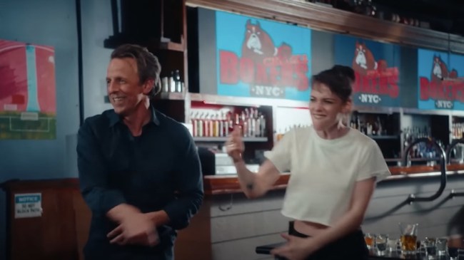 SETH MEYERS KRISTEN STEWART DAY DRINKING LATE NIGHT