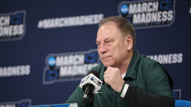 Tom Izzo speaks to the media.