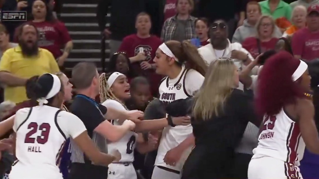 LSU South Carolina Kamilla Cardoso Flau'jae Johnson Brawl