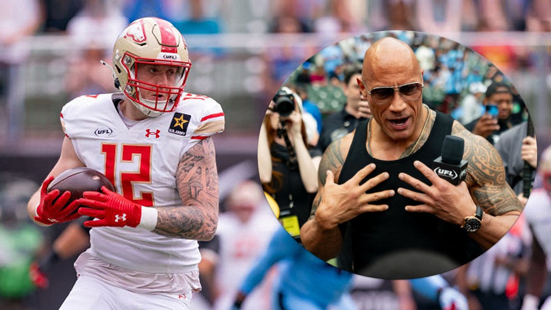 The Rock UFL Dirty Hit Sternberger
