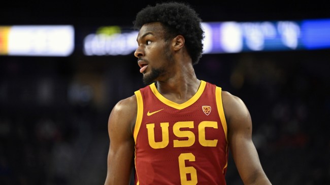 Bronny James on the court for USC.