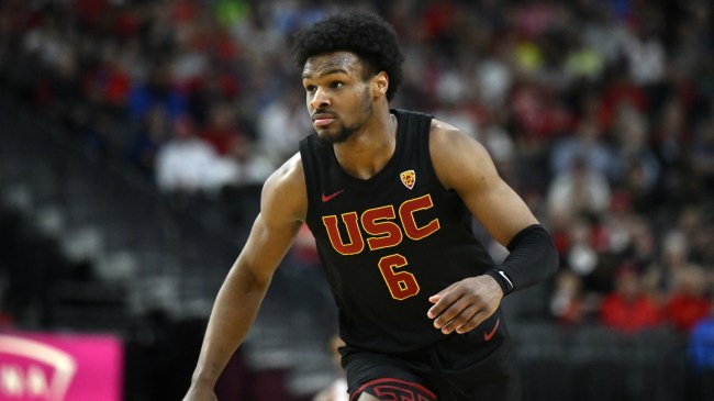 Bronny James on the court for USC.