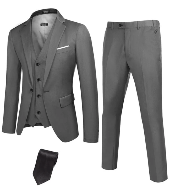 Coofandy Classic 3-Piece Suit Set with Tie