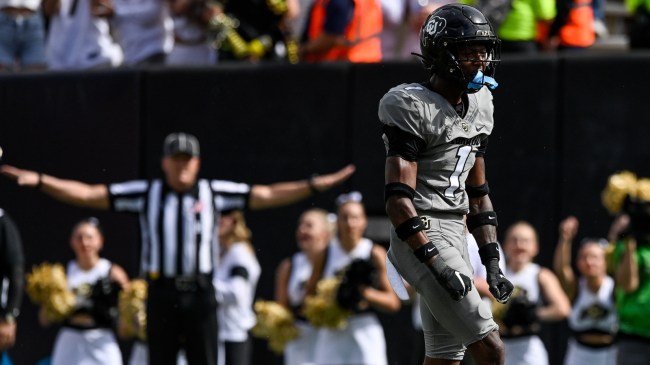 Colorado CB Cormani McClain celebrates after defending a pass.