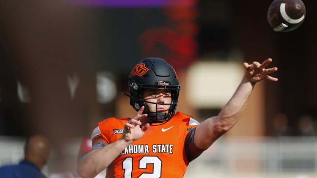 Gunnar Gundy throws a pass for Oklahoma State.