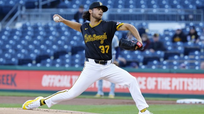 Pirates pitcher Jared Jones on the mound vs. the Brewers.