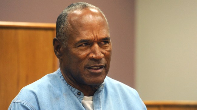 OJ Simpson looks on during his parole hearing