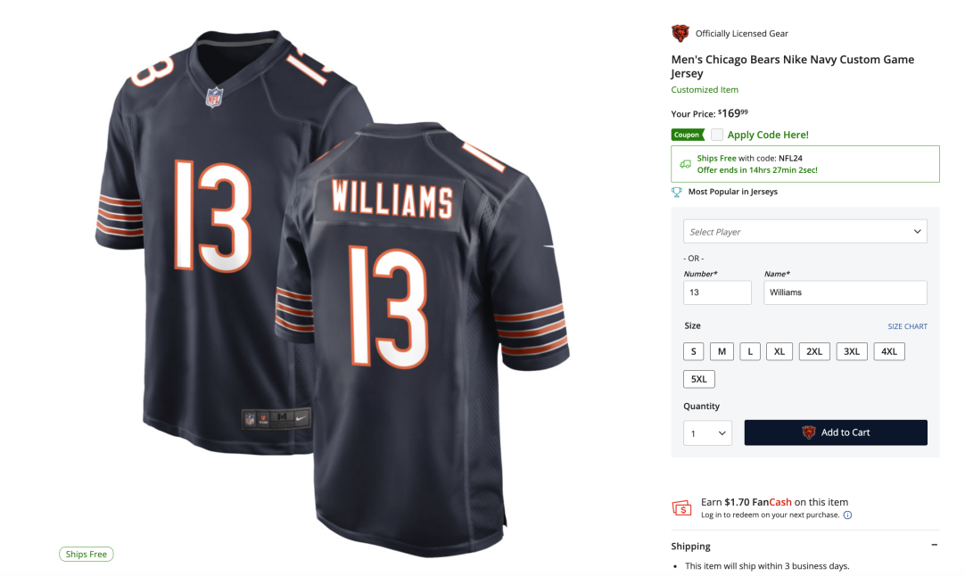 Caleb Williams Jersey