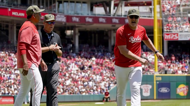 Reds manager David Bell erupts on an umpire.