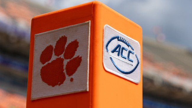 Clemson and ACC logos on pylon