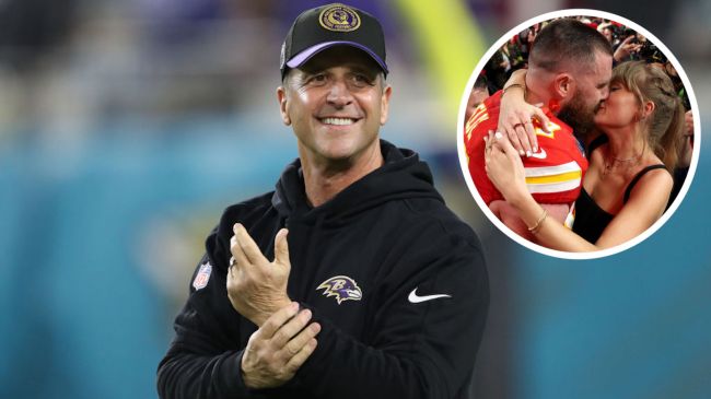 john harbaugh travis kelce taylor swift