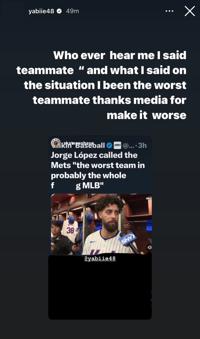 Jorge Lopez Instagram story