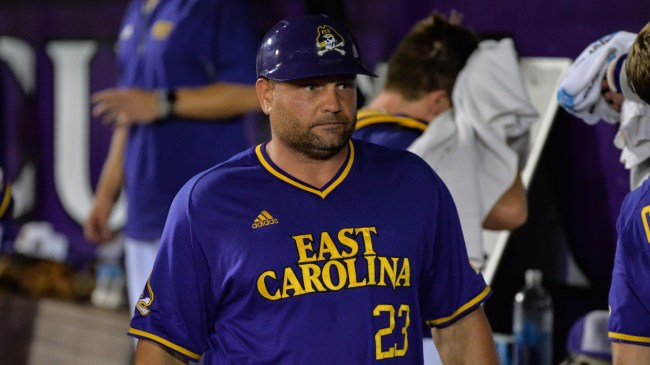 ECU baseball coach Cliff Godwin in the dugout.