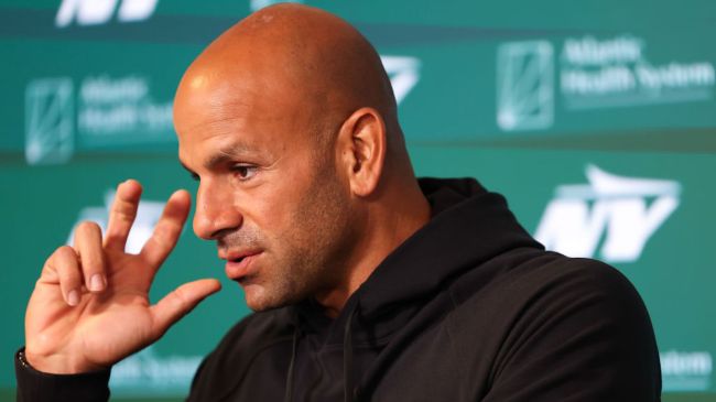 jets head coach robert saleh speaking to the media