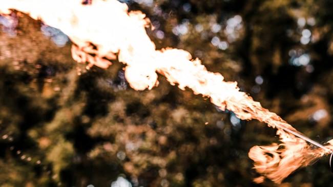 Flamethrower robot dog