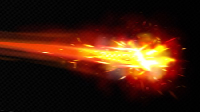 Space meteor comet or asteroid with fireball