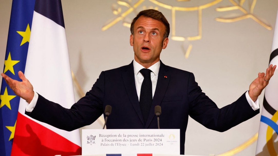 Emmanuel Macron Seine Paris Olympics Swim