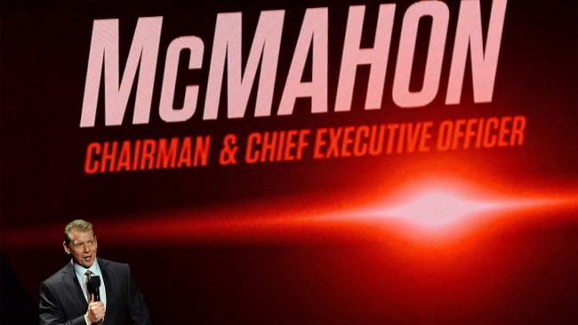 WWE Chairman and CEO Vince McMahon speaks at a news conference
