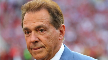 Nick Saban’s Reaction To Alabama Beating Down Georgia In First Half Goes Viral & Becomes A Meme
