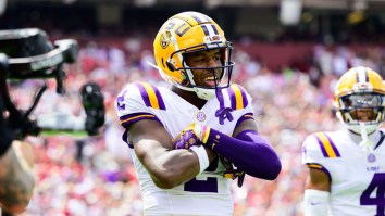 LSU’s Best Wide Receiver Can’t Stop Celebrating With Fake Guns Despite Unsportsmanlike Penalty