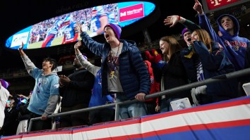 Football Fan Clobbered By Security While Storming The Field After Kansas’ Upset Of Colorado