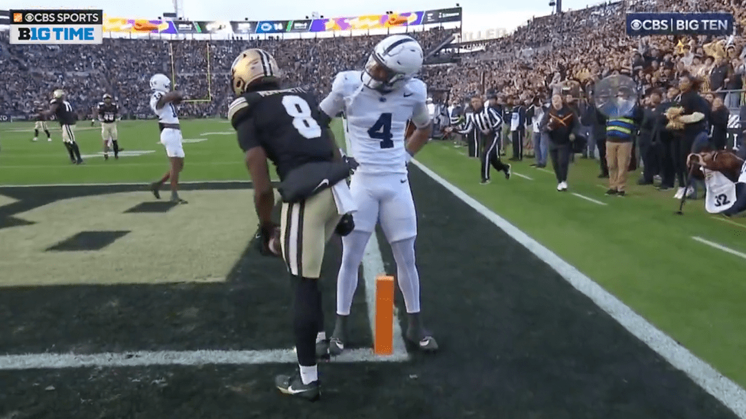 Purdue touchdown Out Of Bounds End Zone De'Nylon Morrissette