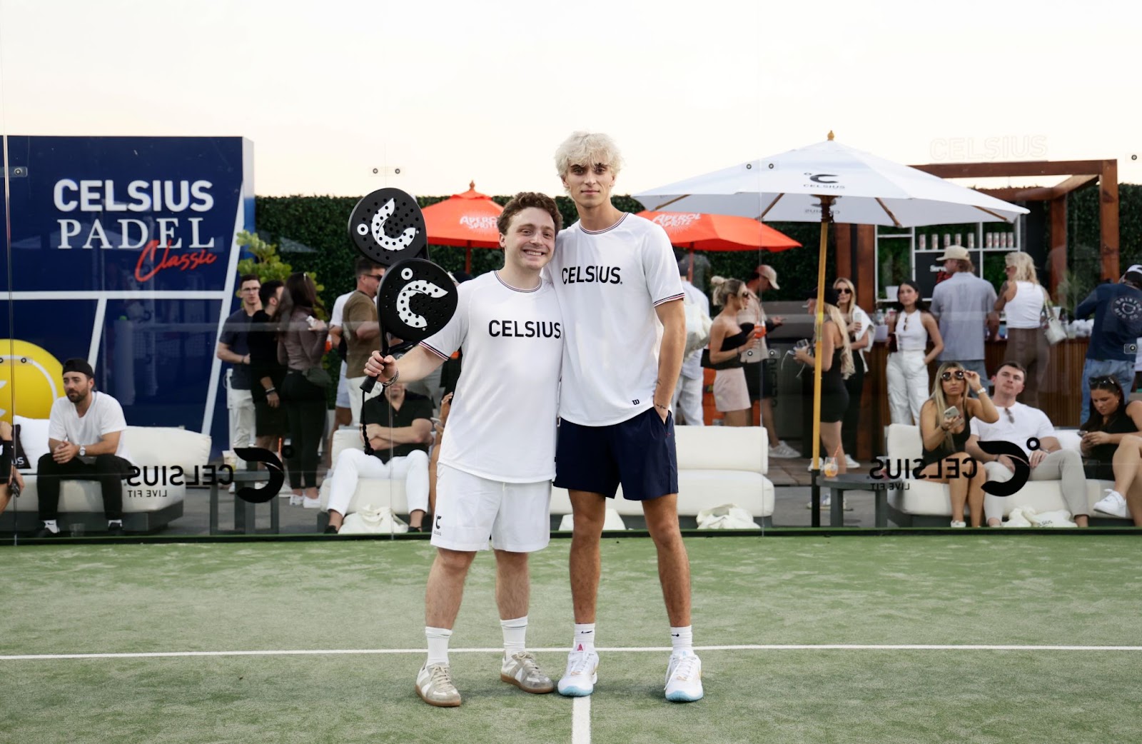 Jake Shane and Josh Richards competing at the CELSIUS Padel Classic 2024 at Reserve Miami Seaplane in Miami, FL