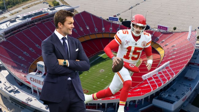 Tom Brady pictured beside Kansas City Chiefs QB Patrick Mahomes.