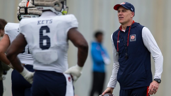 Auburn Defensive Coordinator DJ Durkin on the field.