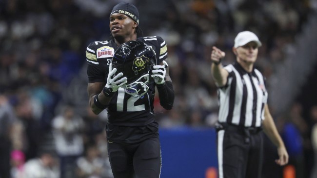 Travis Hunter on the field for the Colorado football team.