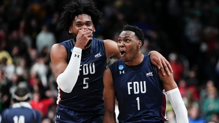 Fairleigh Dickinson players during Purdue upset