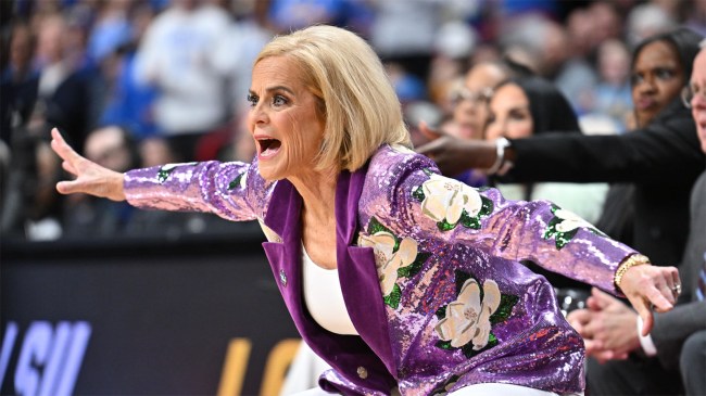 LSU Lady Tigers head coach Kim Mulkey reacts after a play
