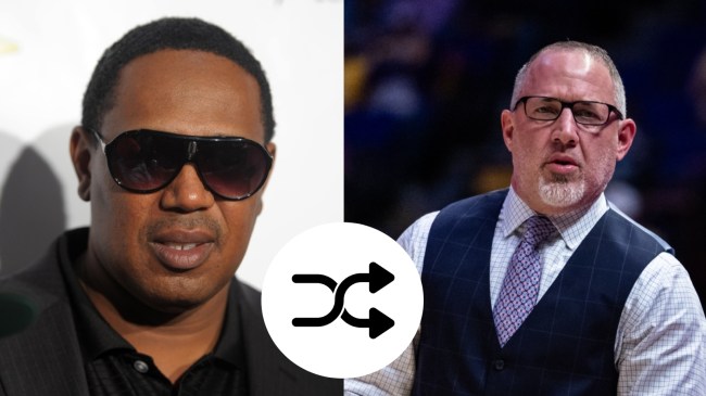 Texas A&M basketball coach Buzz Williams pictured beside Master P.