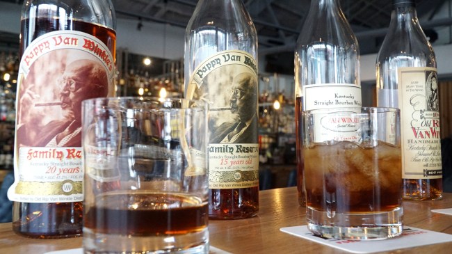 Pappy Van Winkle whiskey bottles