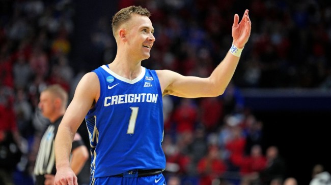 Creighton guard Steven Ashworth waves to the crowd.