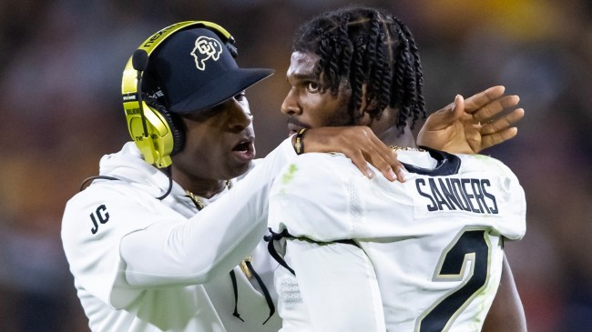 Deion and Shedeur Sanders during Colorado football game